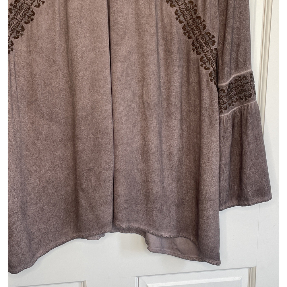 Knox Rose Women's Boho Embroidered Blouse Sz S Bell Sleeve Flowy Peasant Cowgirl - Picture 3 of 15